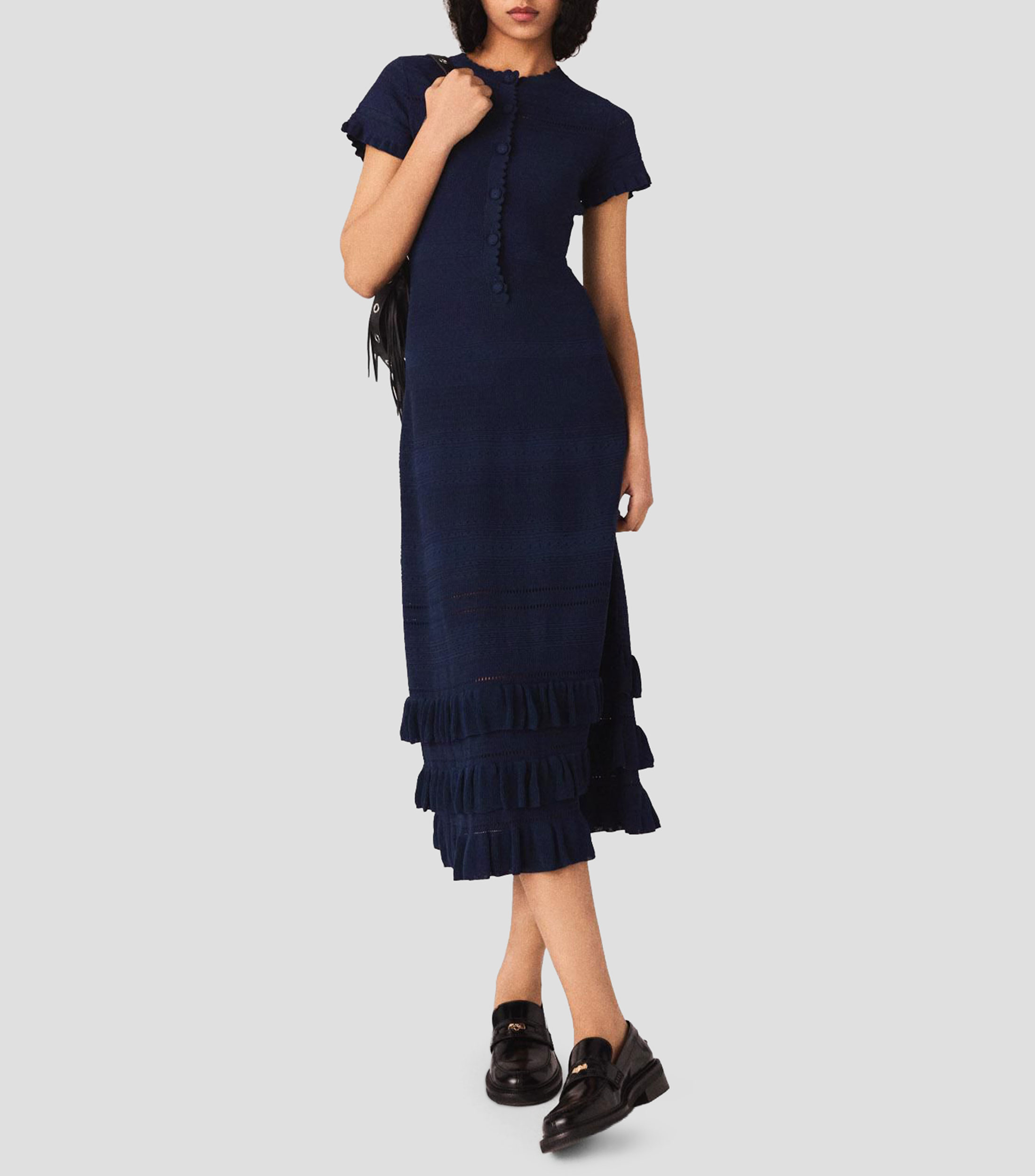 Vestido midi con microdiseños Mujer